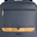 Alviero Martini 1A Classe Herren-Laptop-Rucksack, Trip Leather Line, aus Denim-blauem Leder, LA87
