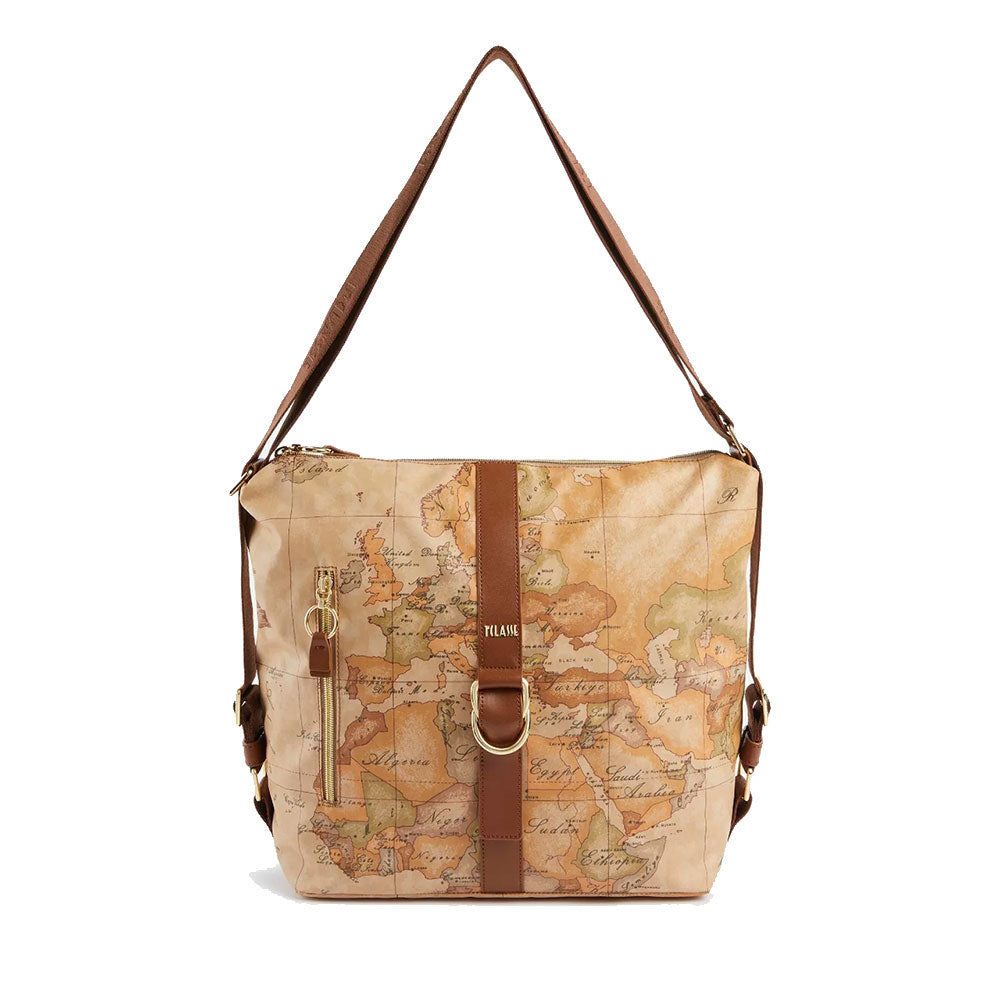 Doppelt tragbare Umhängetasche 1A Classe Alviero Martini Social Soft Geo Classic und Kastanienlinie LA91