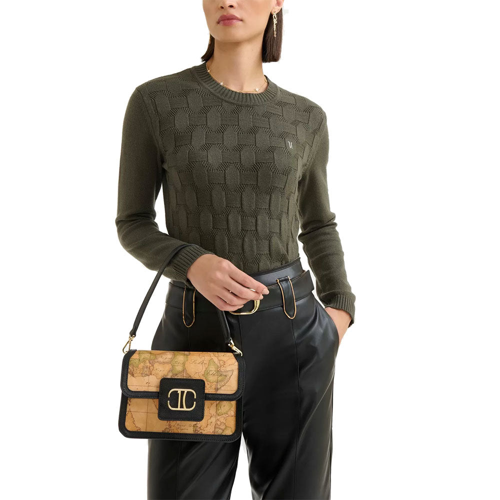 Borsa Donna a Mano con Tracolla 1A Classe Alviero Martini linea Frame Bag Geo Classic e Nero LB10