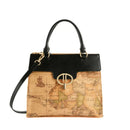 Handtasche 1A Classe Alviero Martini Around Geo Linie Geo Classic Print und schwarzes Leder LB67