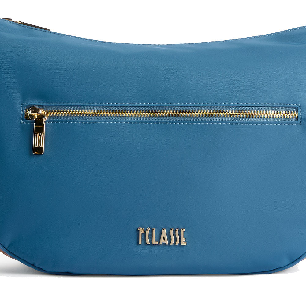 Mezzaluna Grande a Tracolla 1A Classe Alviero Martini linea Breeze Nylon Blu Pacifico LB84