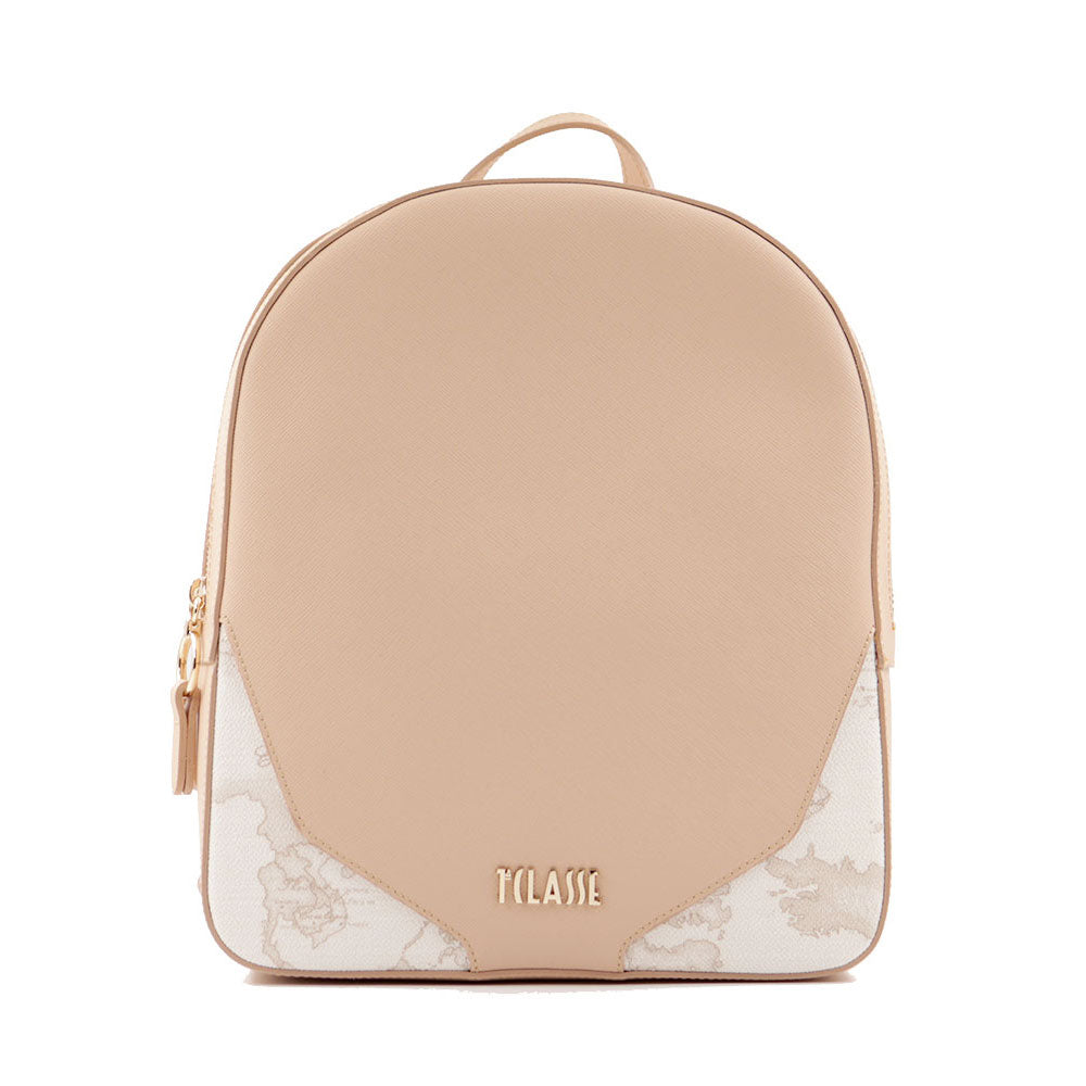 Zaino Donna Doppia Zip 1A Classe Alviero Martini linea Java City Mandorla e Geo White LB95