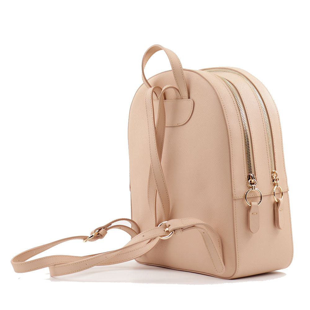 Zaino Donna Doppia Zip 1A Classe Alviero Martini linea Java City Mandorla e Geo White LB95