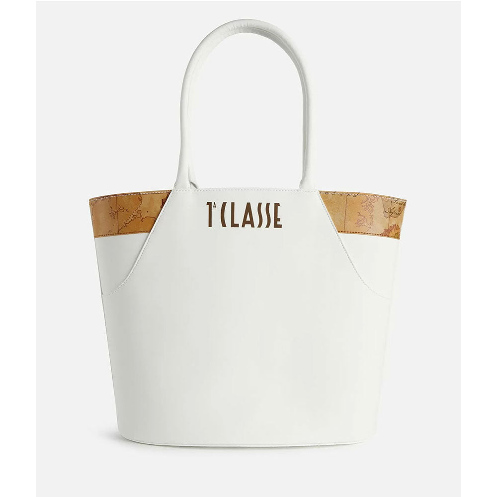 Shopping Bag 1A Classe Alviero Martini linea Geo Mirage in Tessuto Gommato Bianco LC65