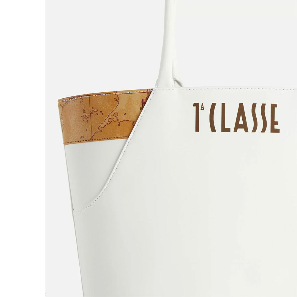 Shopping Bag 1A Classe Alviero Martini linea Geo Mirage in Tessuto Gommato Bianco LC65