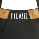 1A Classe Alviero Martini Geo Mirage Linie 
Umhängetasche aus schwarzem gummiertem Stoff LC66