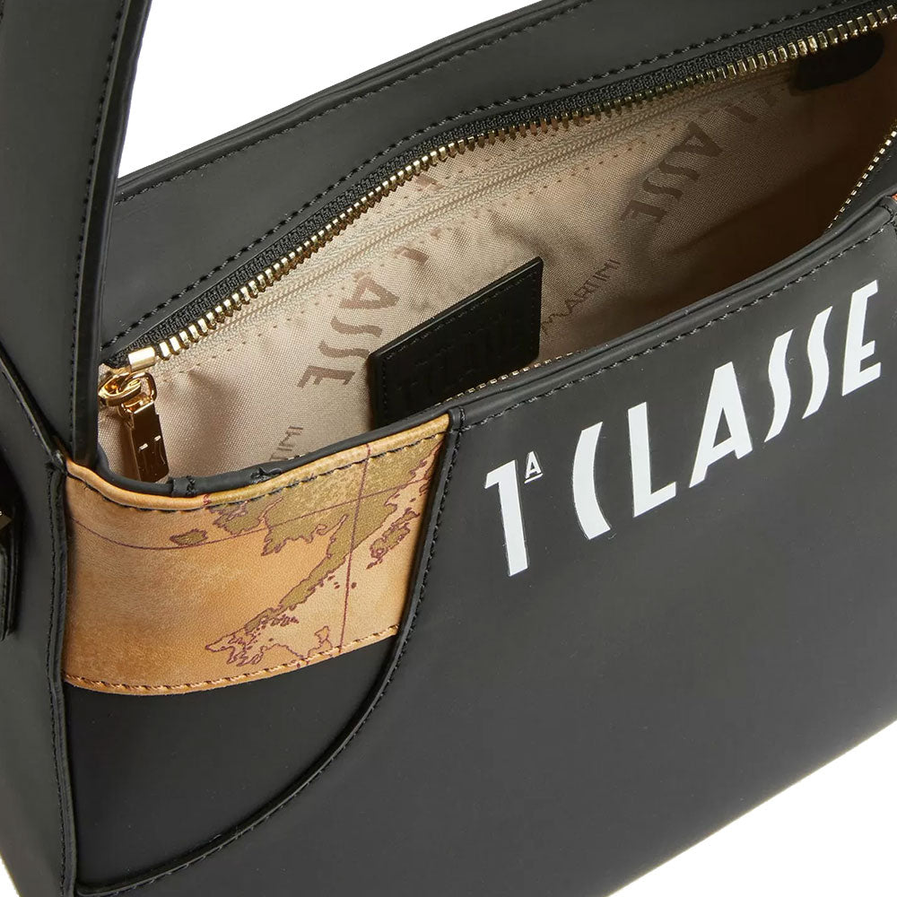 Borsa Sottospalla con Tracolla 1A Classe Alviero Martini linea Geo Mirage in Tessuto Gommato Nero LC67