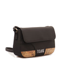 1A Classe Alviero Martini Geo Mirage Line 
Umhängetasche mit Klappe aus schwarzem gummiertem Stoff LC68