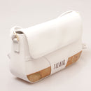 Umhängetasche mit Klappe 1A Classe Alviero Martini Geo Mirage Line aus weißem gummiertem Stoff LC68