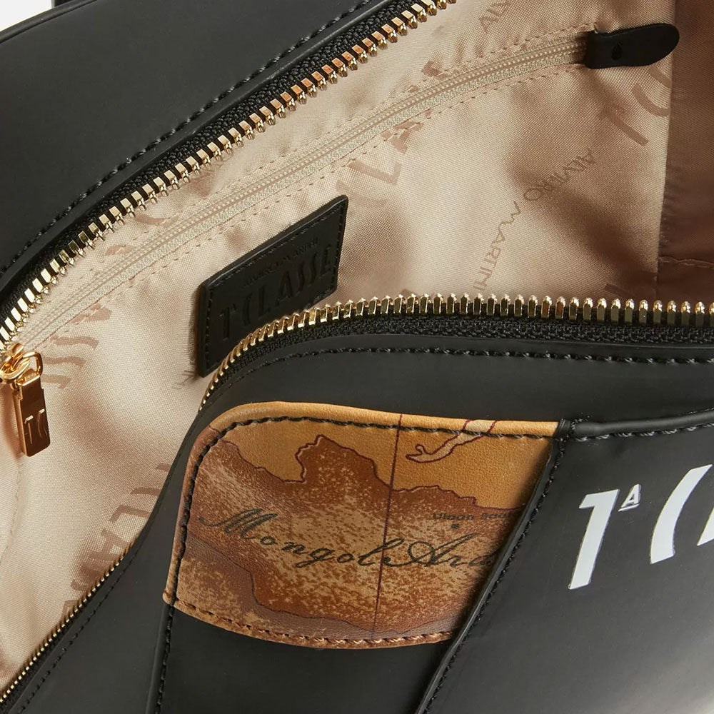 Zaino Donna 1A Classe Alviero Martini linea Geo Mirage in Tessuto Gommato Nero LC69