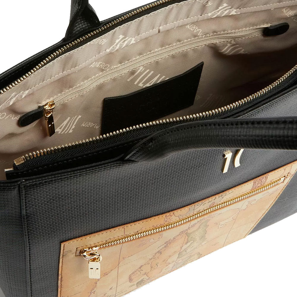 Shopping Bag 1A Classe Alviero Martini linea Geo Pagoda Nera LC72