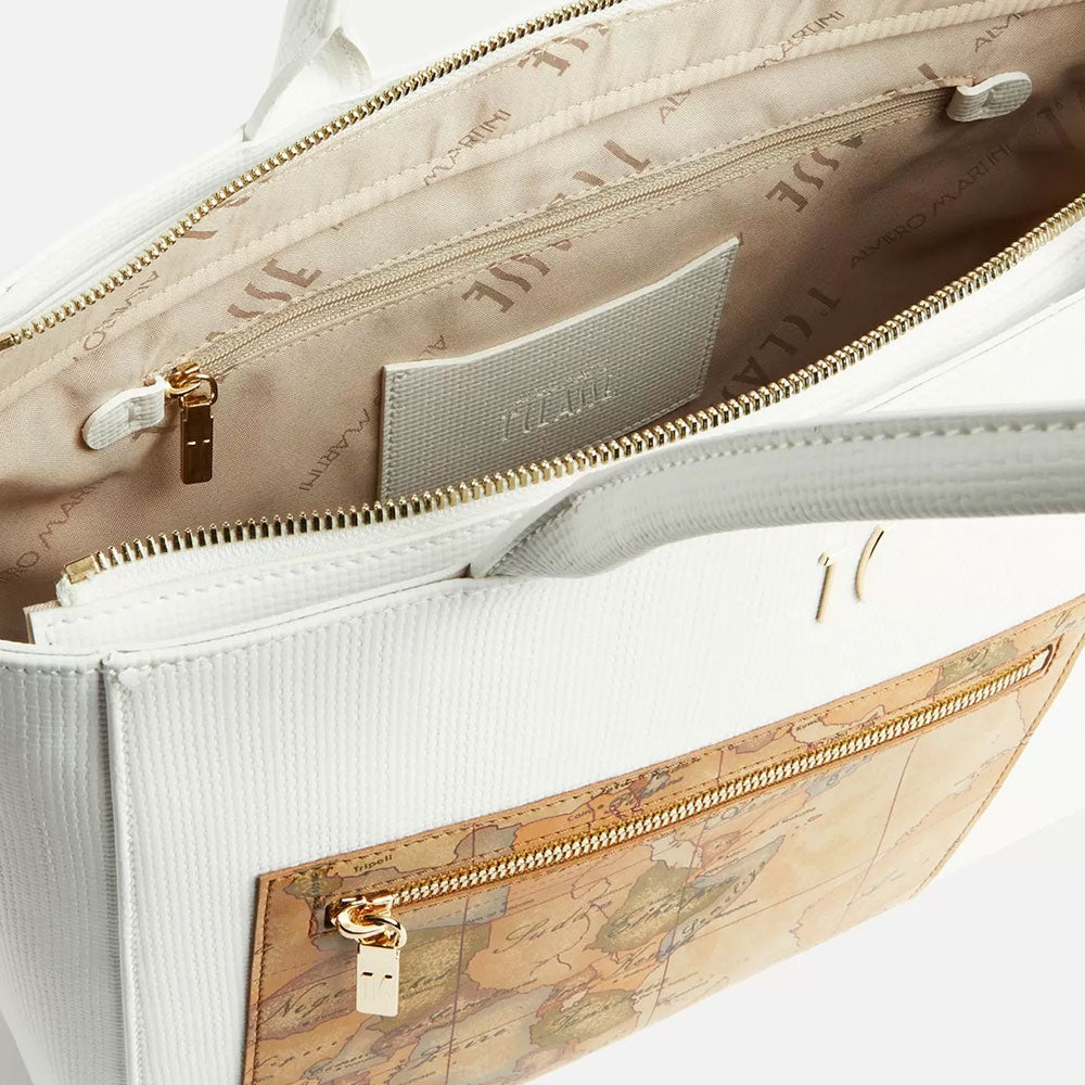 Shopping Bag 1A Classe Alviero Martini linea Geo Pagoda Bianca LC72