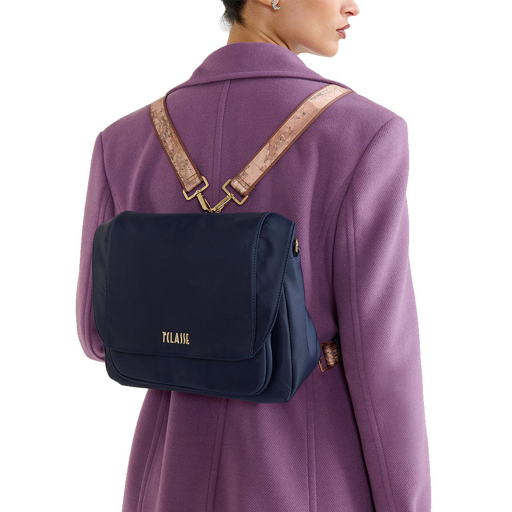 Borsa Donna Zaino Tracolla 1A Classe Alviero Martini linea Stormy Nylon Blu Notte LD20