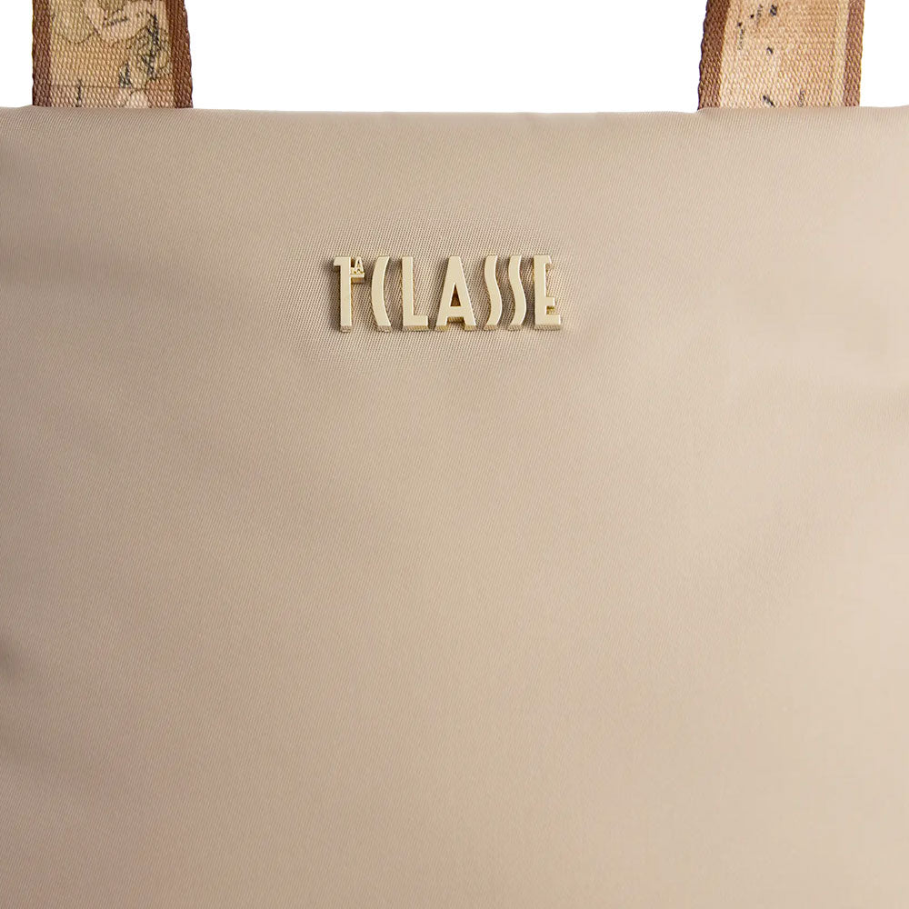 Borsa Donna a Mano Piccola 1A Classe Alviero Martini linea Puffy Nylon Greige LD23