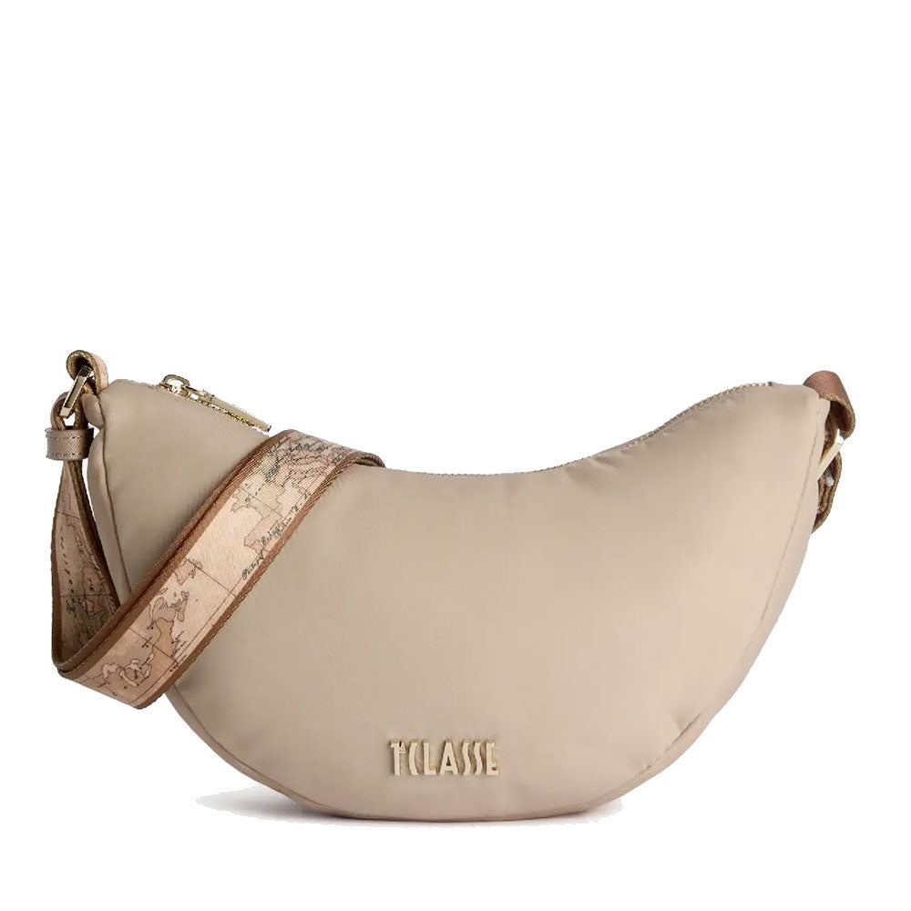 Borsa Donna Mezzaluna Mini 1A Classe Alviero Martini linea Puffy Nylon Greige LD24