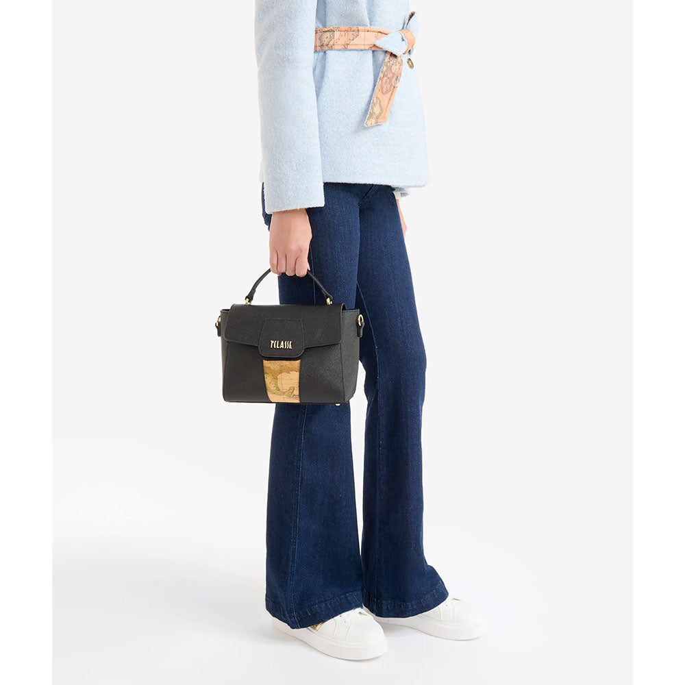 Alviero Martini 1A Classe Damenhandtasche mit Überschlag, Windy City Linie, Schwarz LD29