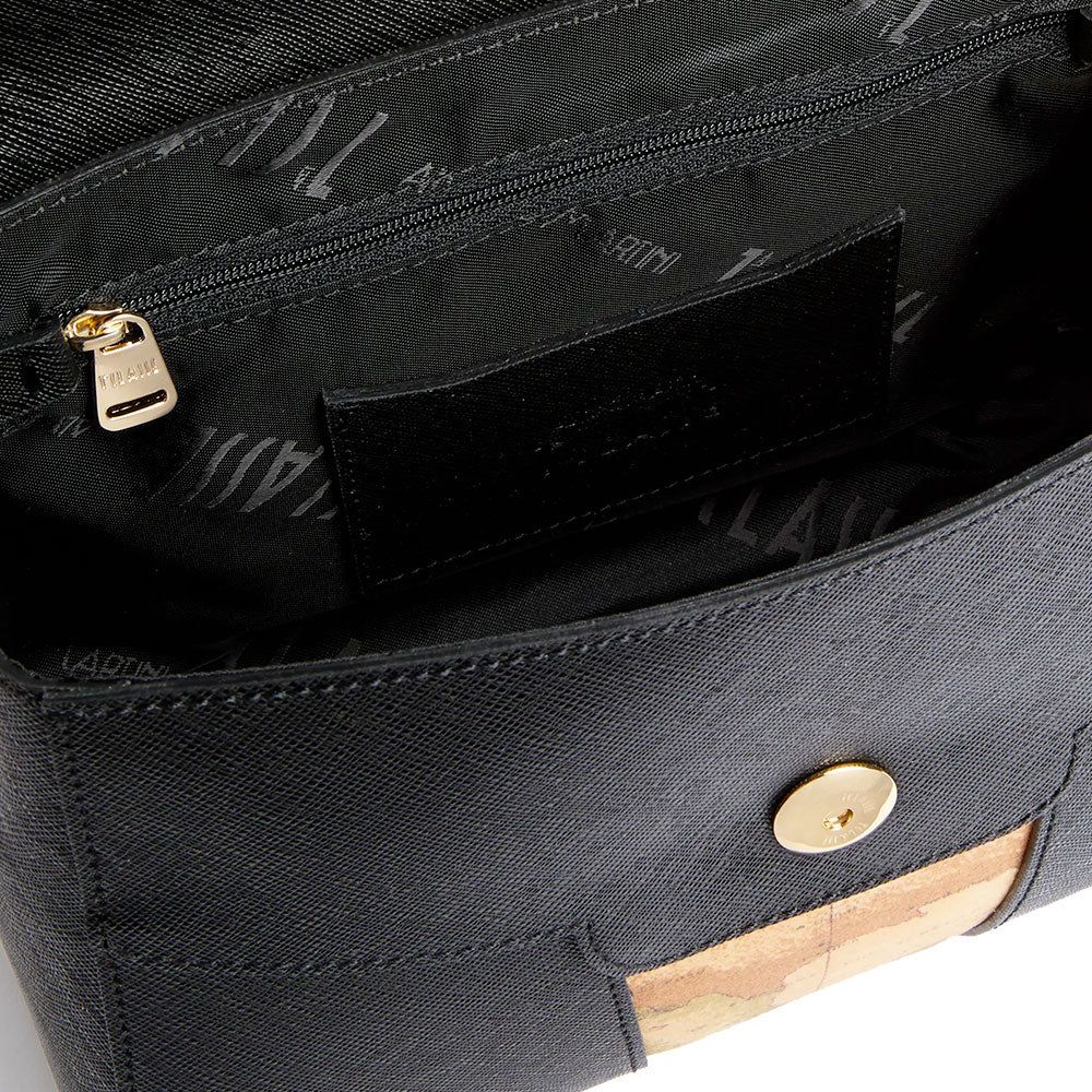 Alviero Martini 1A Classe Damenhandtasche mit Überschlag, Windy City Linie, Schwarz LD29