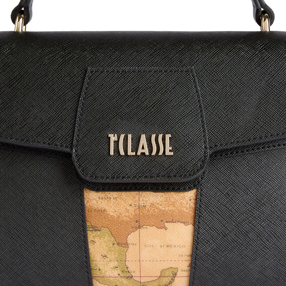 Alviero Martini 1A Classe Damenhandtasche mit Überschlag, Windy City Linie, Schwarz LD29