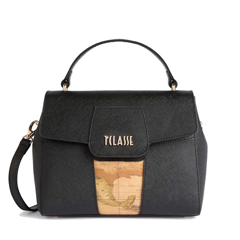 Alviero Martini 1A Classe Damenhandtasche mit Überschlag, Windy City Linie, Schwarz LD29