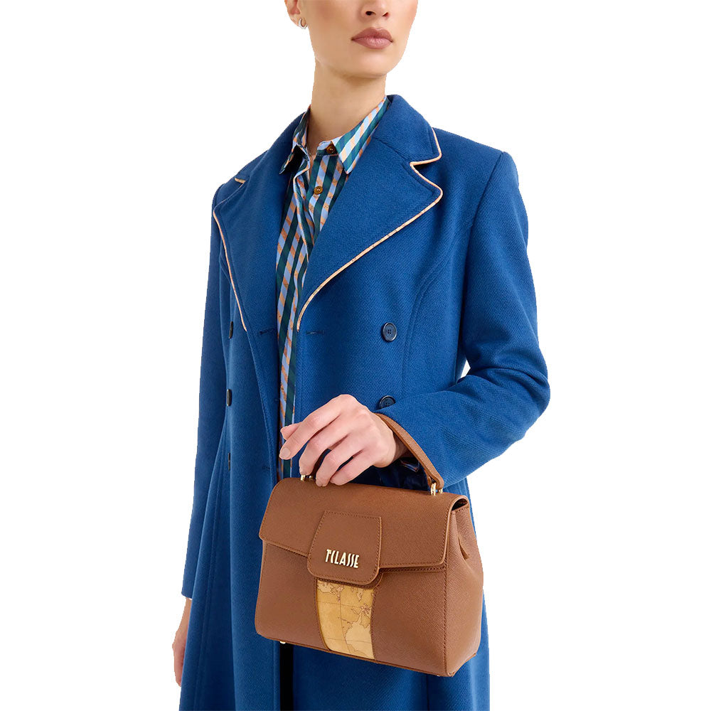 Alviero Martini 1A Classe Damenhandtasche mit Überschlag, Windy City Linie, Kastanienbraun, LD29