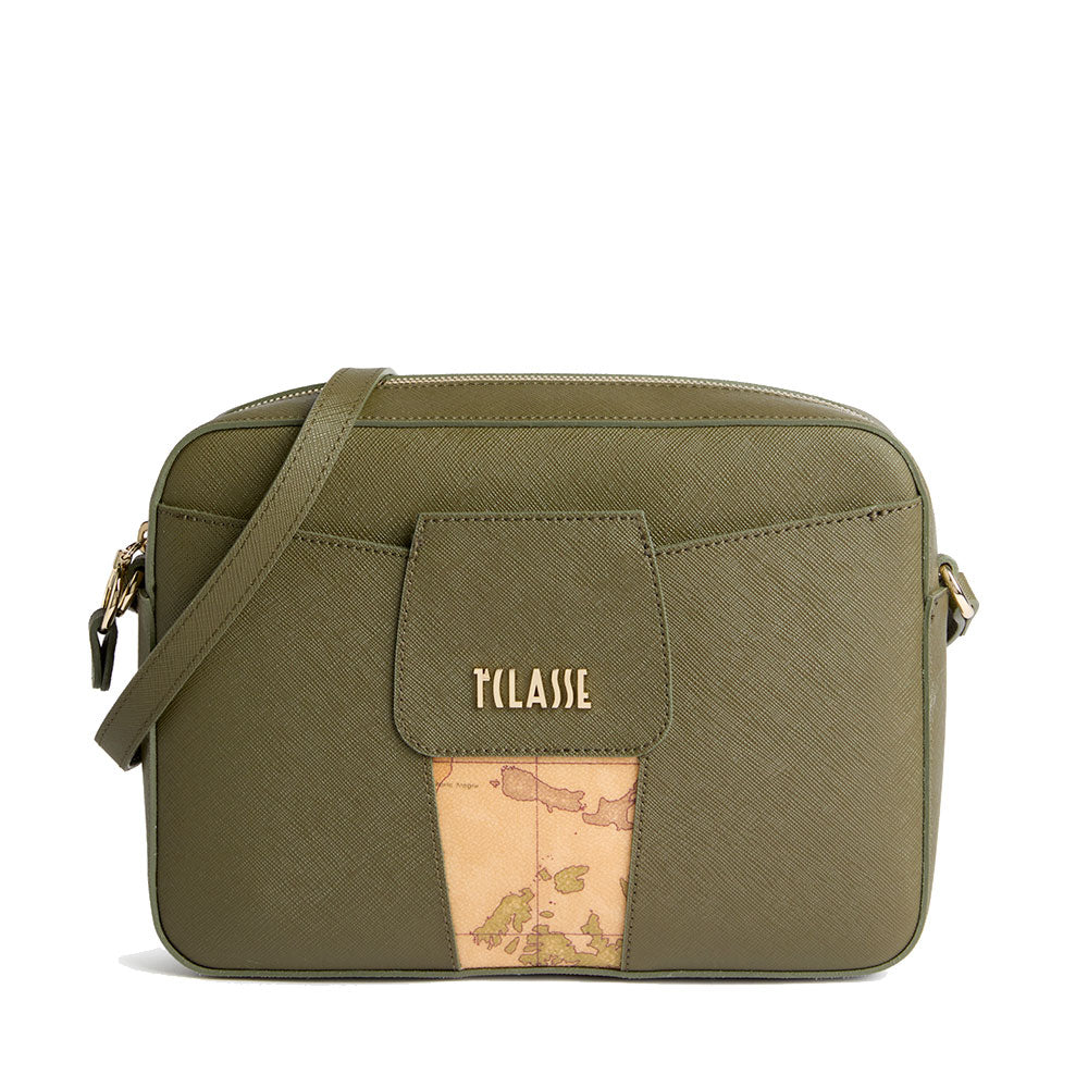 Borsa Donna a Tracolla 1A Classe Alviero Martini linea Windy City Rosso Verde Muschio LD31
