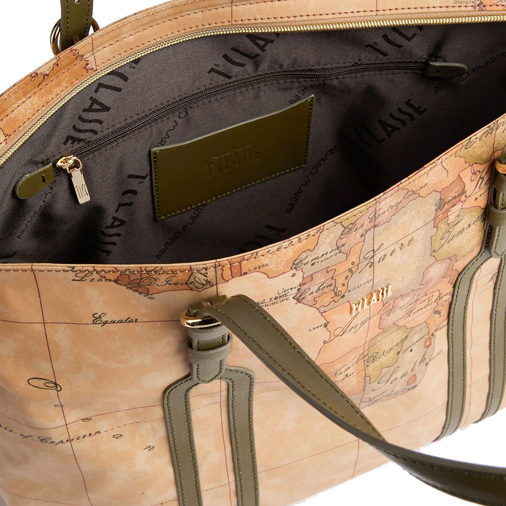 Shopping Bag Donna 1A Classe Alviero Martini linea Highland Soft Geo Classic e Verde Muschio LD34