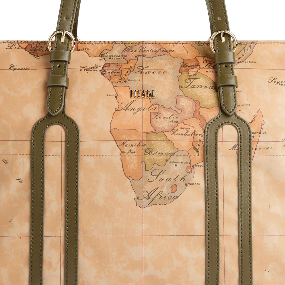 Shopping Bag Donna 1A Classe Alviero Martini linea Highland Soft Geo Classic e Verde Muschio LD34