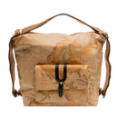 Alviero Martini 1st Class Double Portability Schultertasche, Highland Soft Geo Classic und schwarze LD35-Linie