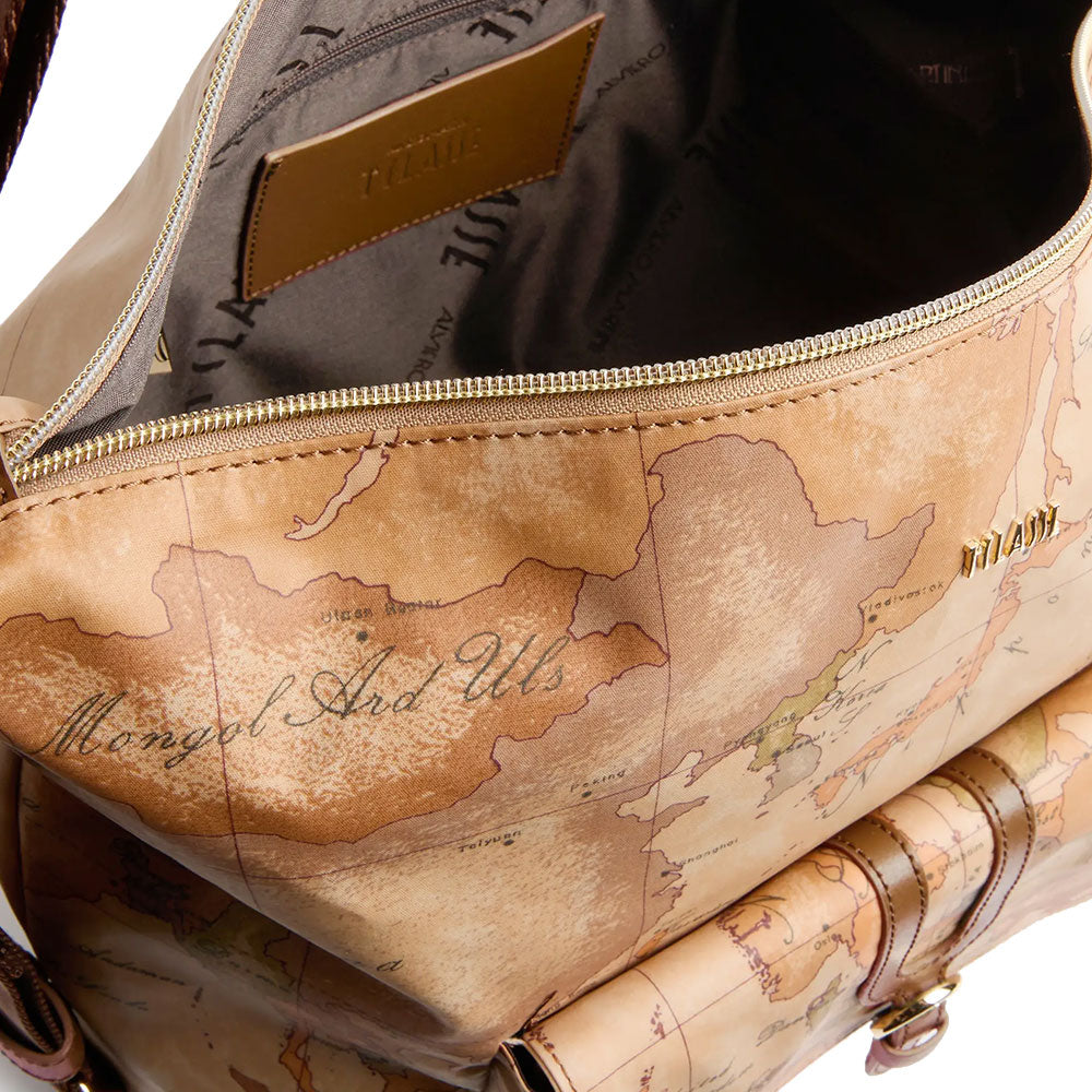 Borsa a Spalla Doppia Portabilità 1A Classe Alviero Martini linea Highland Soft Geo Classic e Castagna LD35