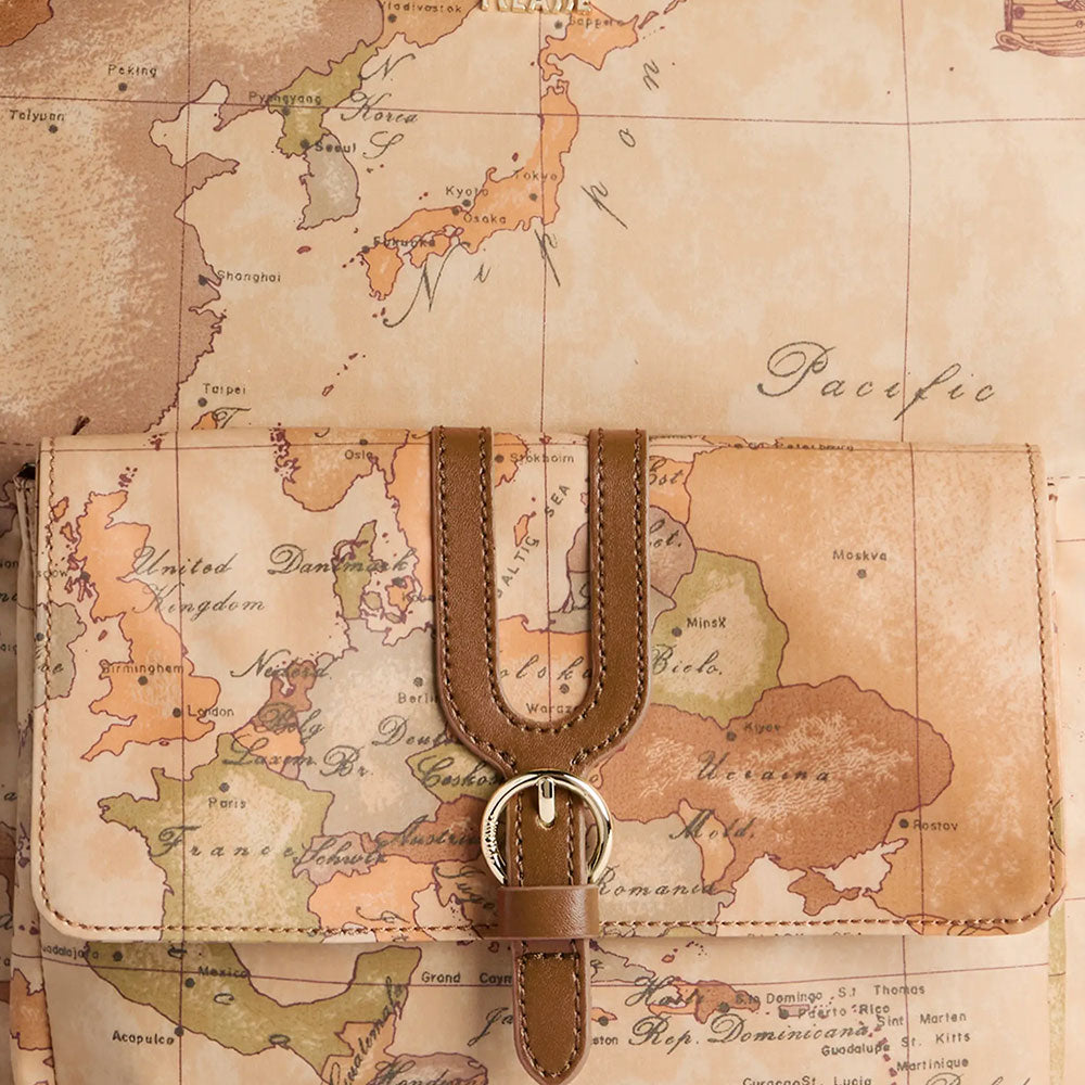 Borsa a Spalla Doppia Portabilità 1A Classe Alviero Martini linea Highland Soft Geo Classic e Castagna LD35