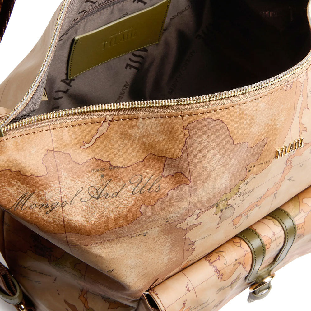 Borsa a Spalla Doppia Portabilità 1A Classe Alviero Martini linea Highland Soft Geo Classic e Verde Muschio LD35