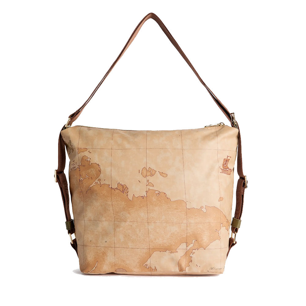 Borsa a Spalla Doppia Portabilità 1A Classe Alviero Martini linea Highland Soft Geo Classic e Verde Muschio LD35