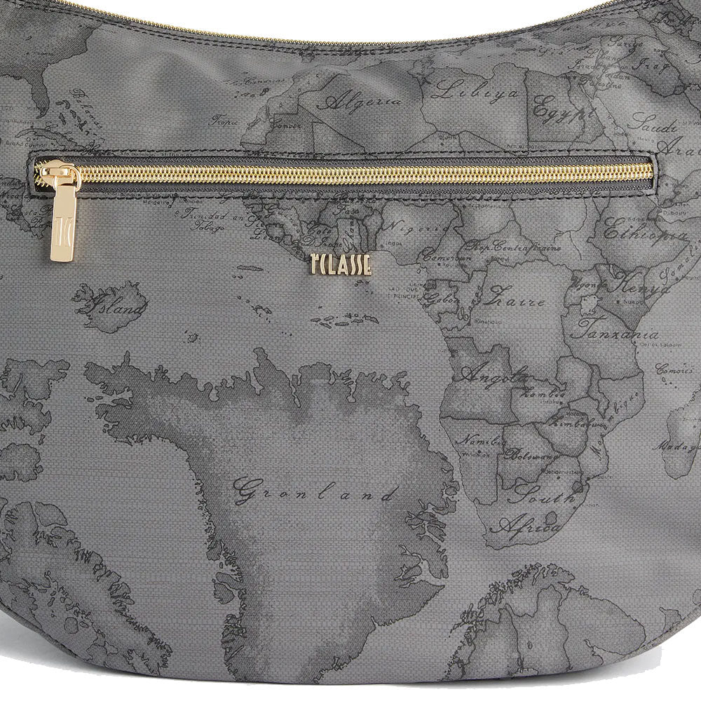 Mezzaluna Grande a Tracolla 1A Classe Alviero Martini linea Highland Soft Geo Dark Grigio Scuro LD36