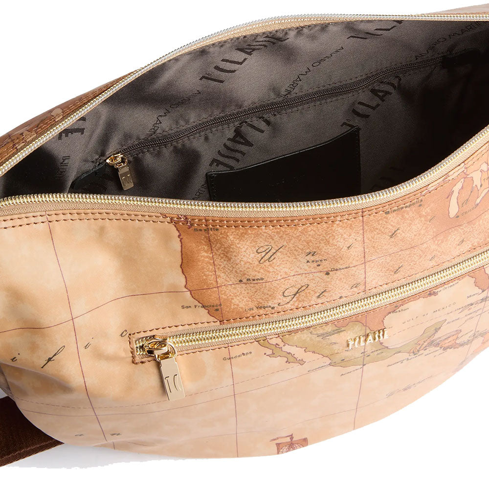 Mezzaluna Grande a Tracolla 1A Classe Alviero Martini linea Highland Soft Geo Classic e Nero LD36