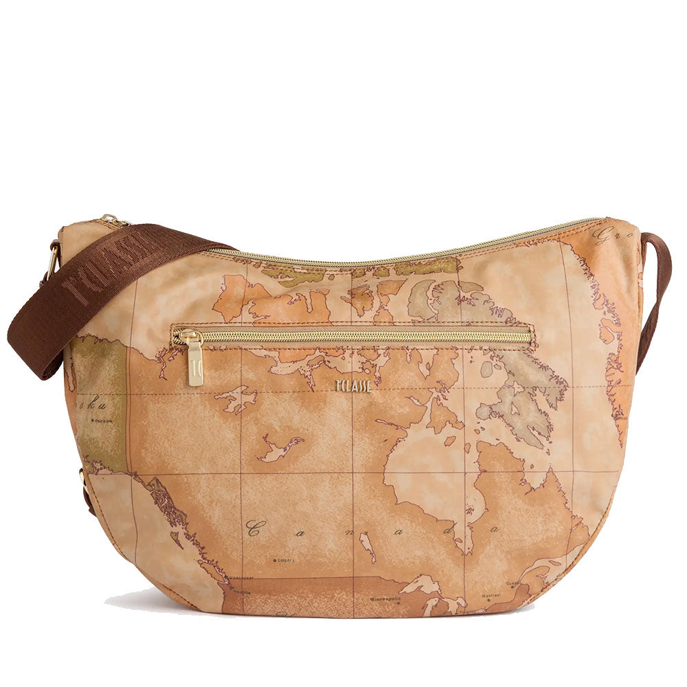 Mezzaluna Grande a Tracolla 1A Classe Alviero Martini linea Highland Soft Geo Classic e Castagna LD36