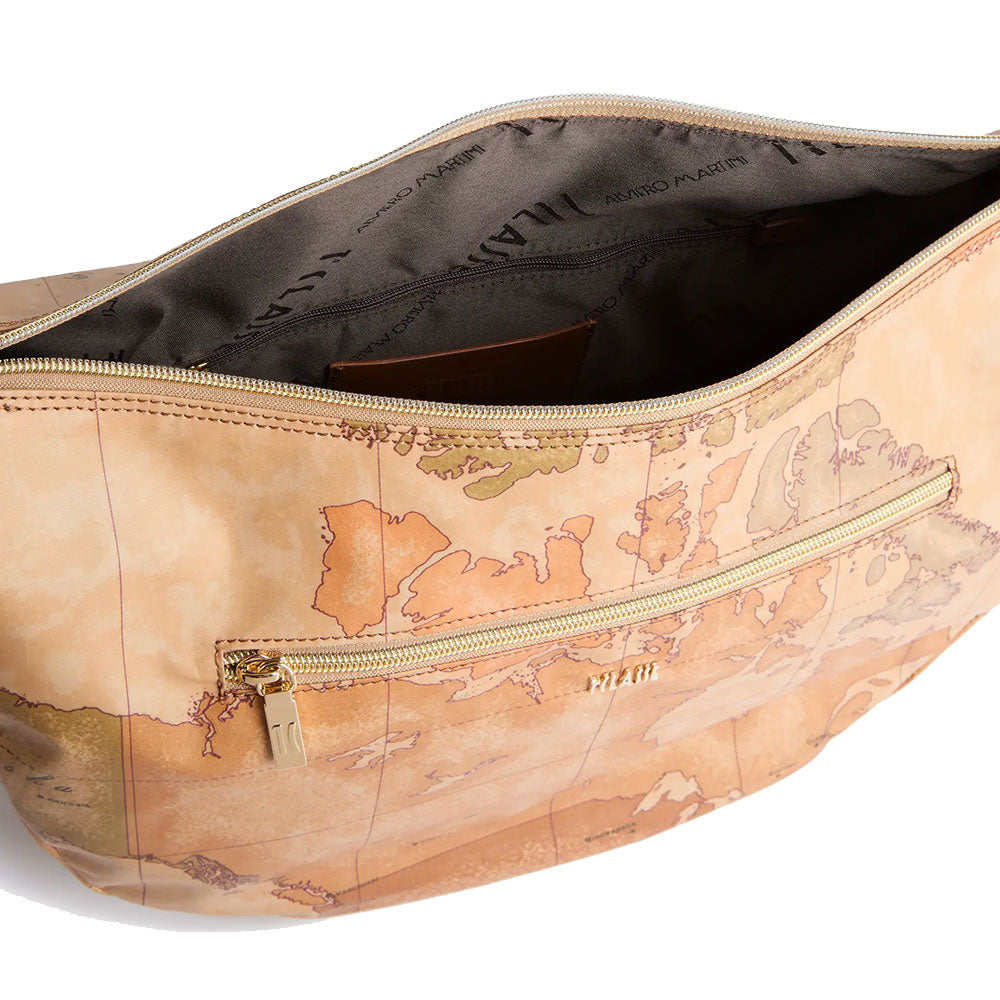 Mezzaluna Grande a Tracolla 1A Classe Alviero Martini linea Highland Soft Geo Classic e Castagna LD36