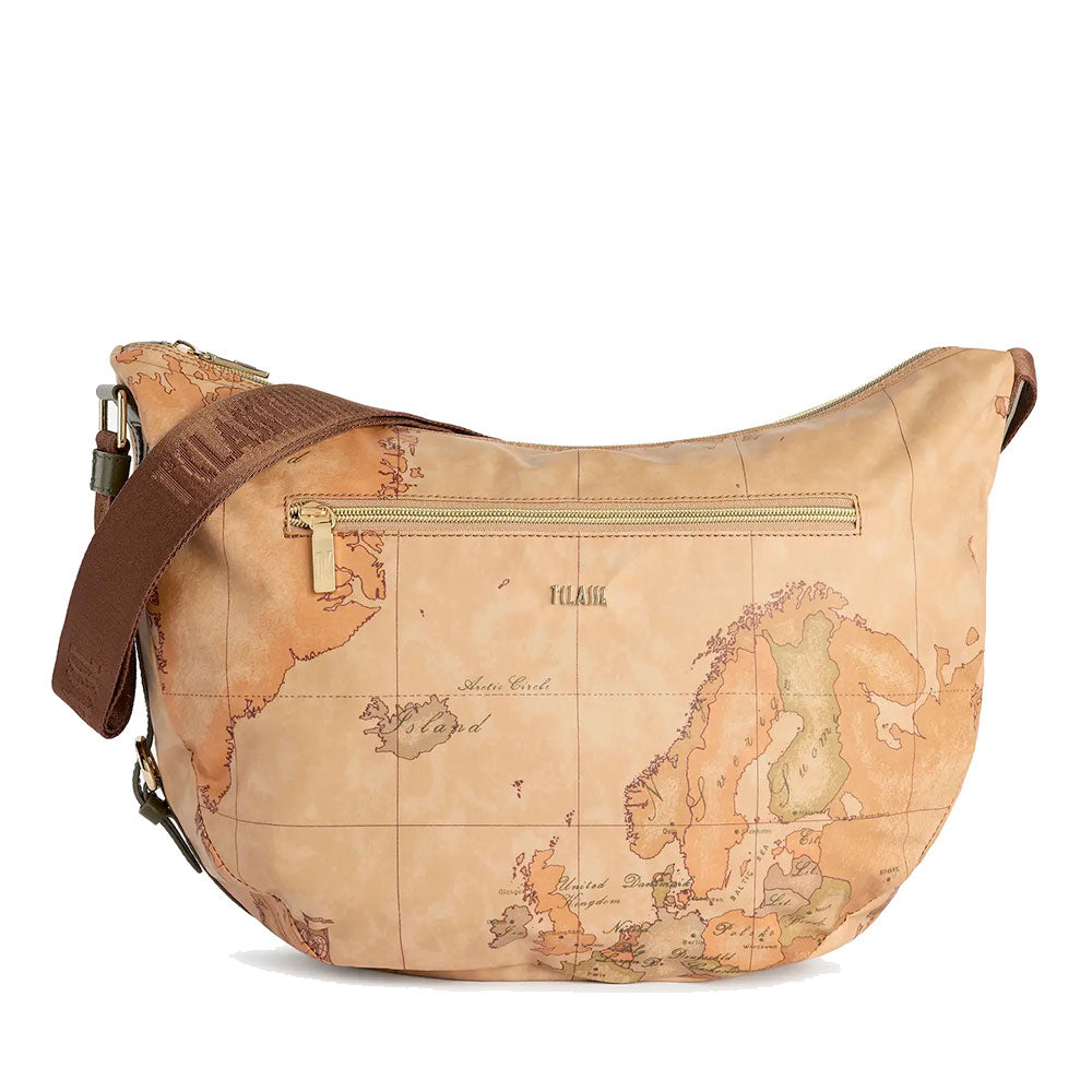 Mezzaluna Grande a Tracolla 1A Classe Alviero Martini linea Highland Soft Geo Classic e Verde Muschio LD36