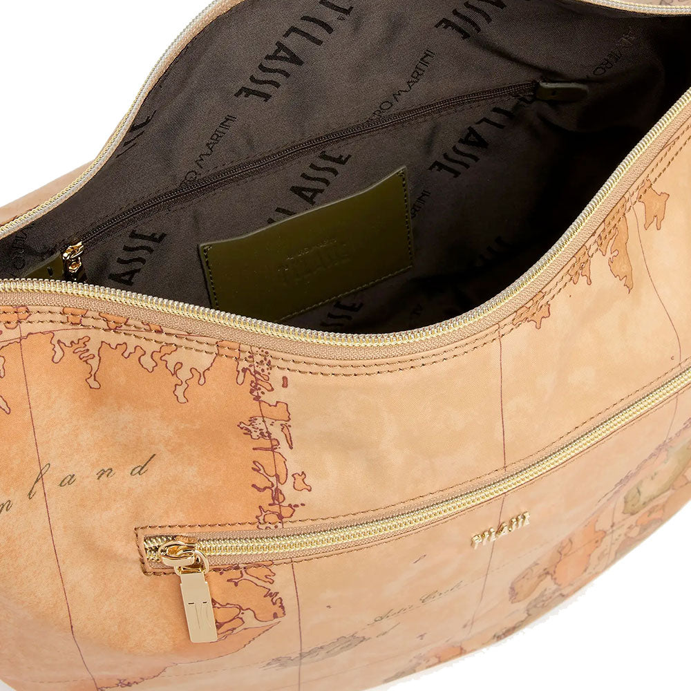 Mezzaluna Grande a Tracolla 1A Classe Alviero Martini linea Highland Soft Geo Classic e Verde Muschio LD36
