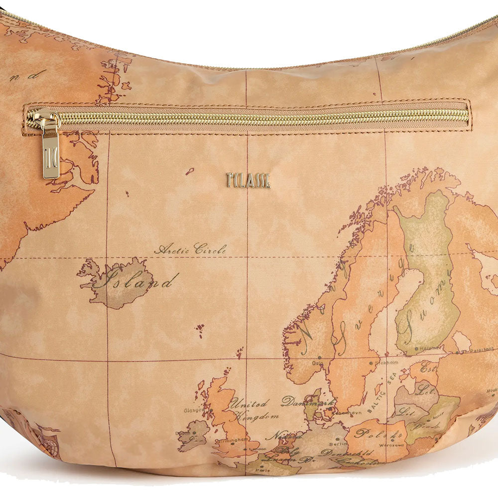 Mezzaluna Grande a Tracolla 1A Classe Alviero Martini linea Highland Soft Geo Classic e Verde Muschio LD36