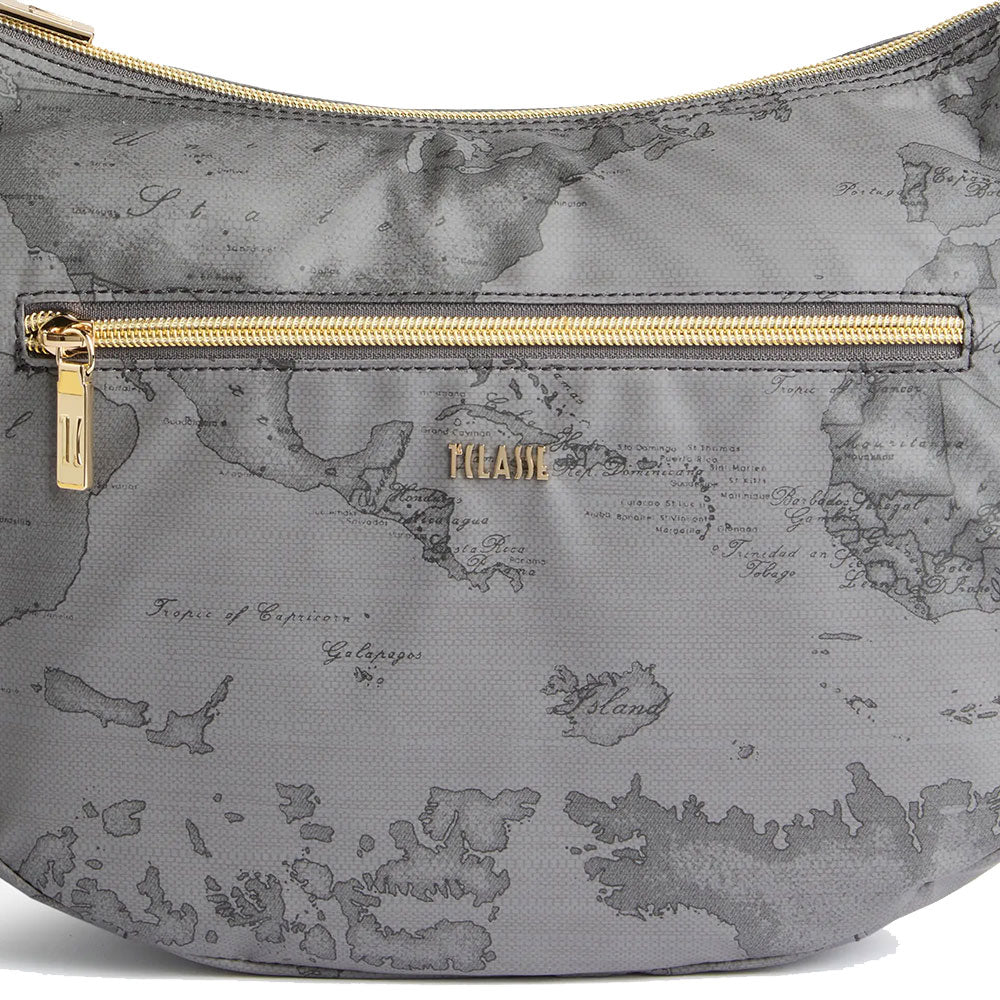Mezzaluna Media a Tracolla 1A Classe Alviero Martini linea Highland Soft Geo Dark Grigio Scuro LD37