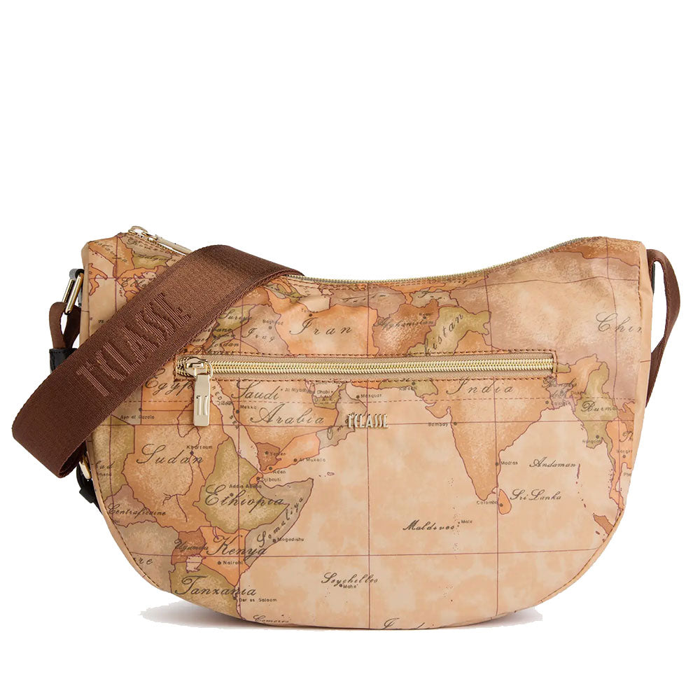 Mezzaluna Media a Tracolla 1A Classe Alviero Martini linea Highland Soft Geo Classic e Nero LD37