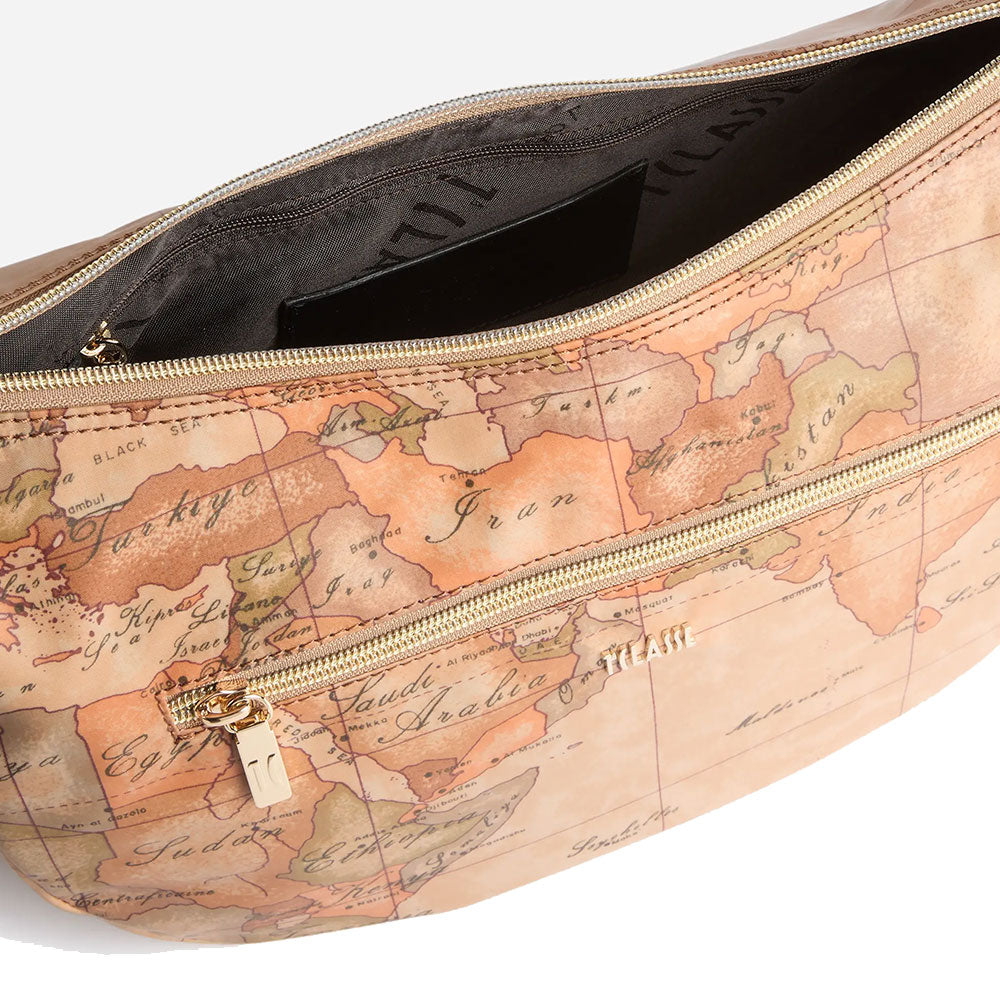Mezzaluna Media a Tracolla 1A Classe Alviero Martini linea Highland Soft Geo Classic e Nero LD37