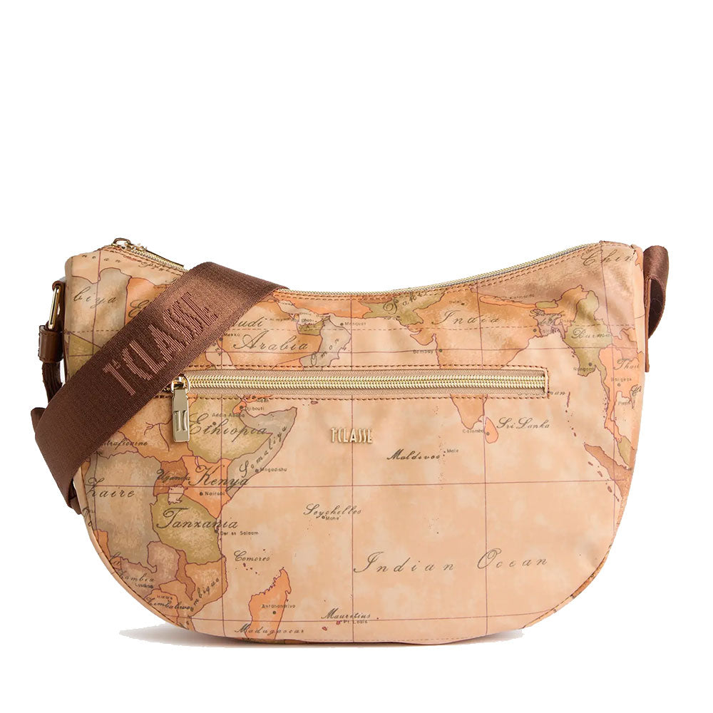 Mezzaluna Media a Tracolla 1A Classe Alviero Martini linea Highland Soft Geo Classic e Castagna LD37