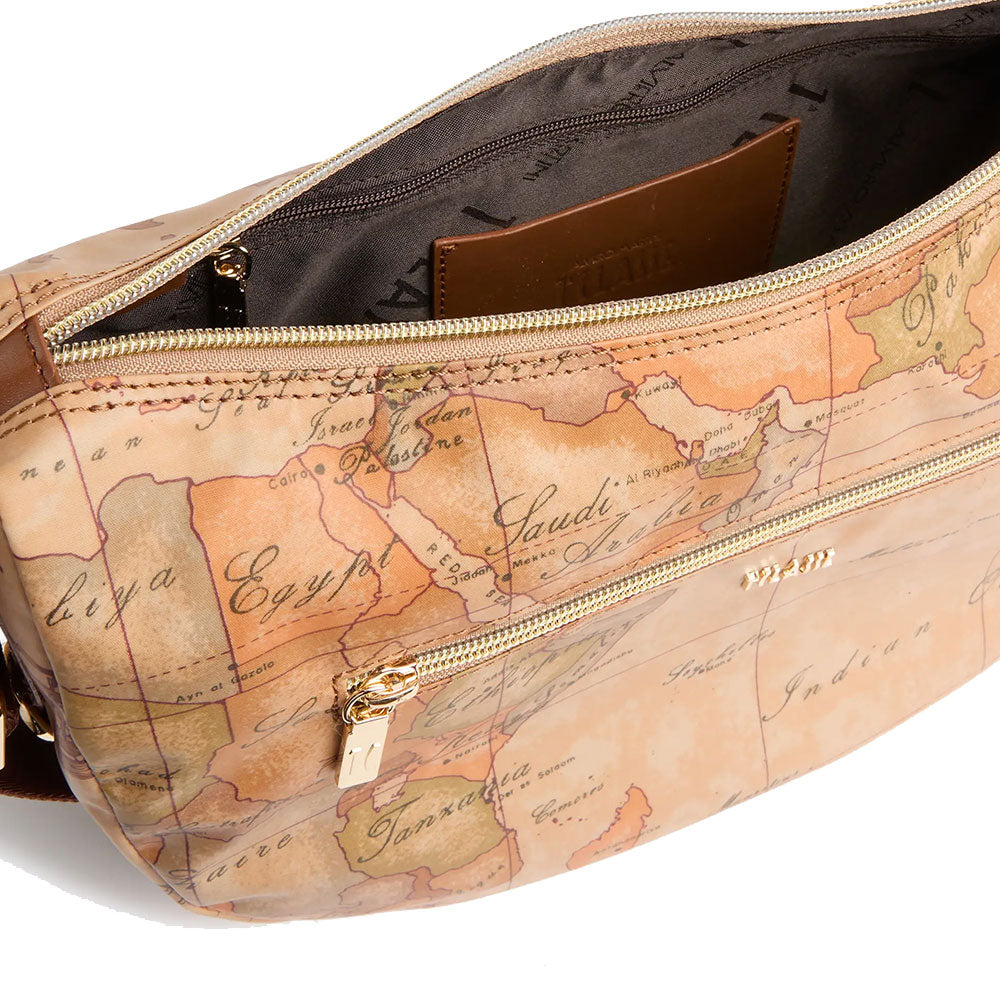 Mezzaluna Media a Tracolla 1A Classe Alviero Martini linea Highland Soft Geo Classic e Castagna LD37