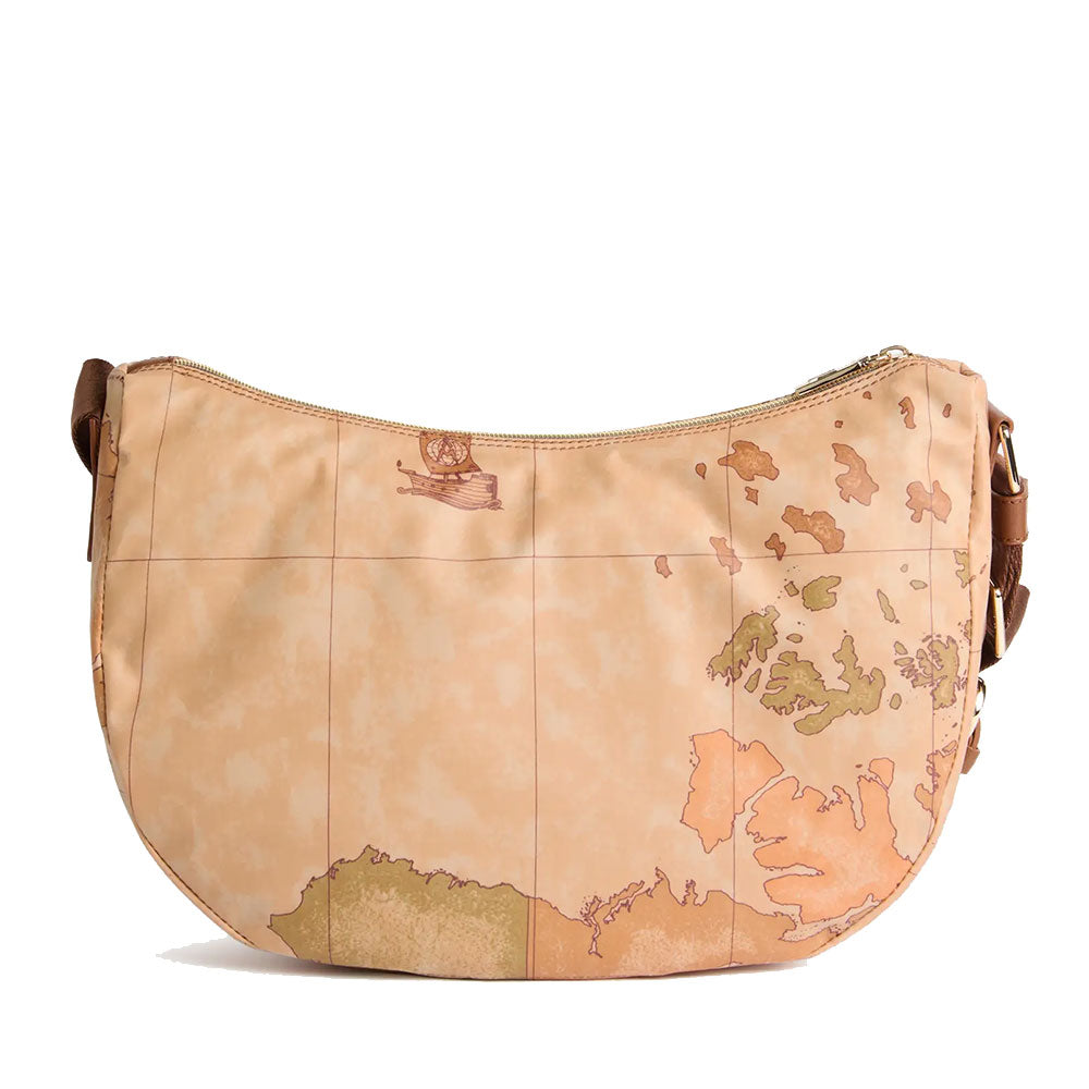 Mezzaluna Media a Tracolla 1A Classe Alviero Martini linea Highland Soft Geo Classic e Castagna LD37