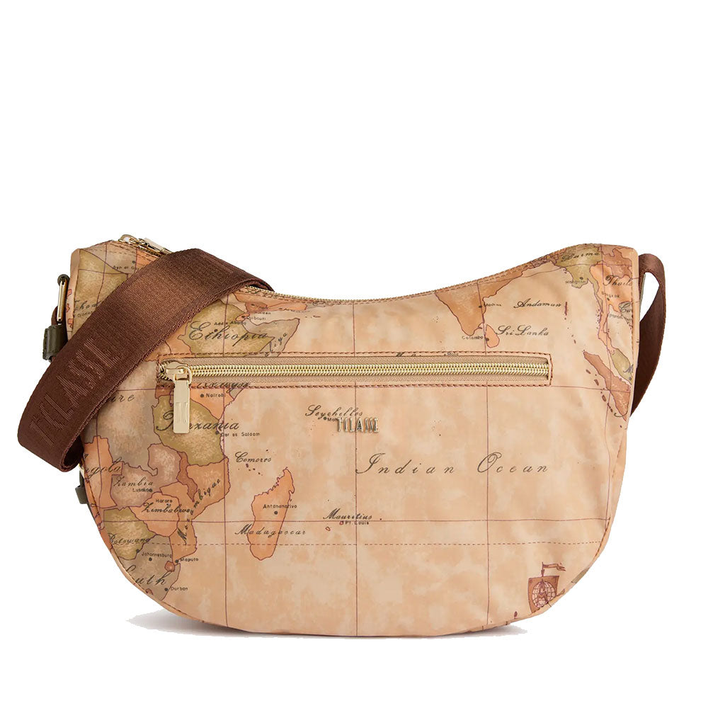 Mezzaluna Media a Tracolla 1A Classe Alviero Martini linea Highland Soft Geo Classic e Verde Muschio LD37