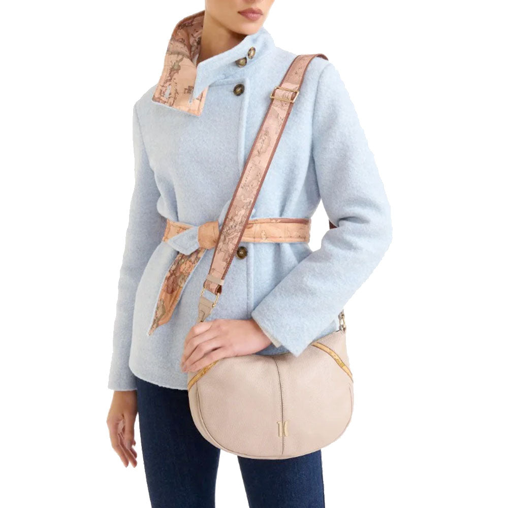 Borsa Donna Mezzaluna 1A Classe Alviero Martini linea Castle Leather in Pelle Taupe LD50