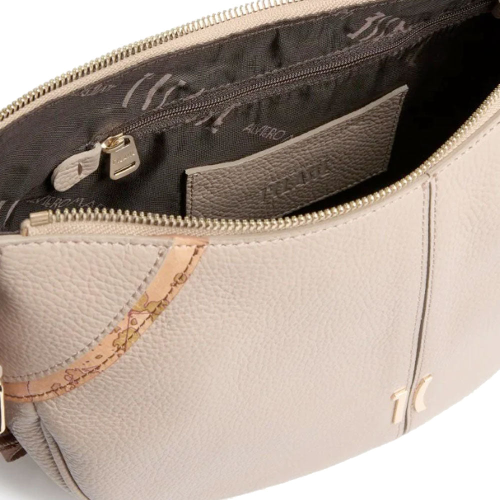 Borsa Donna Mezzaluna 1A Classe Alviero Martini linea Castle Leather in Pelle Taupe LD50