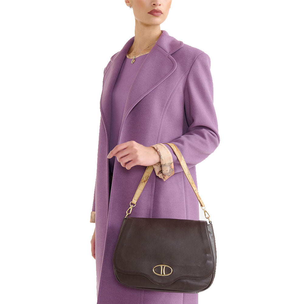 Borsa Donna a Tracolla Grande 1A Classe Alviero Martini linea Brave Messenger in Pelle Nera LD54