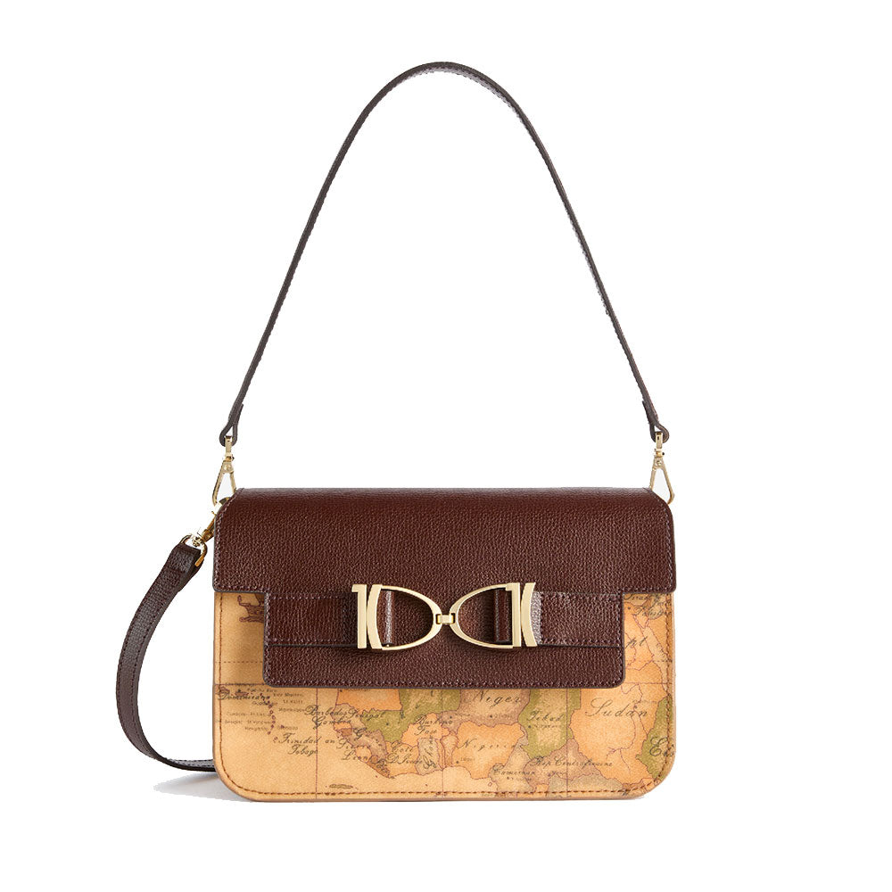 Borsa Donna a Tracolla 1A Classe Alviero Martini linea Chevalier Bag Geo Classic e Mogano LD58